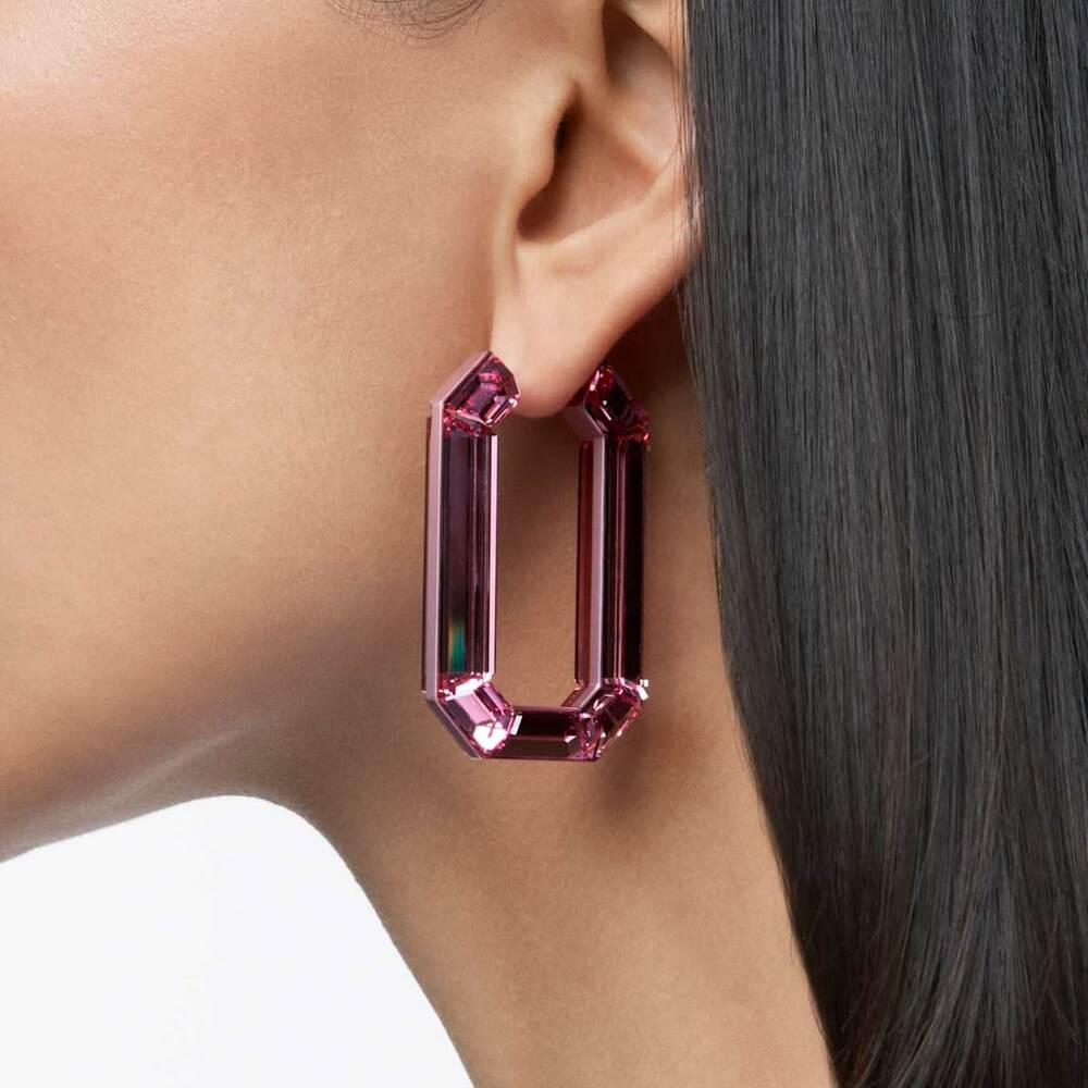 Swarovski Pink Lucent Hoop Earrings